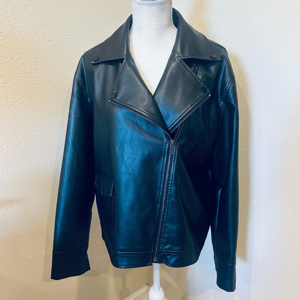 Princess Polly Faux Vegan Leather Motto Jacket size 6